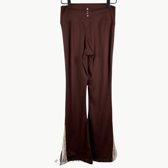 WILO The Label Flare Leggings Size Small Brown Colorblock Split Hem Yoga Pants - Picture 5 of 11